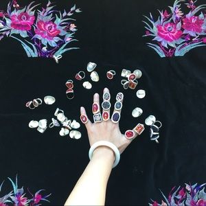 Vintage Embroidery Brass Rings